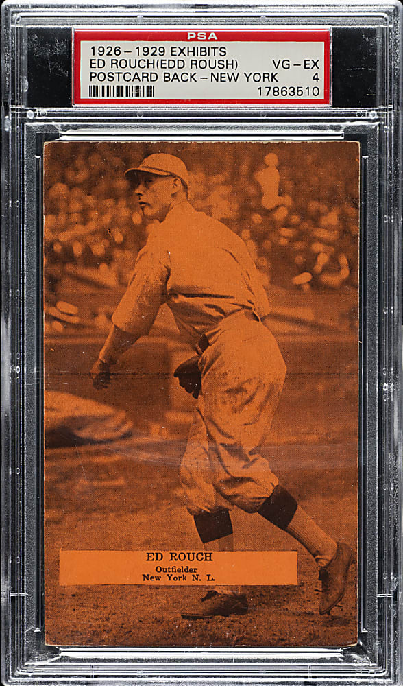 1926-1929 "Exhibit-Style Postcard-Back" Edd Roush New York PSA VG-EX 4