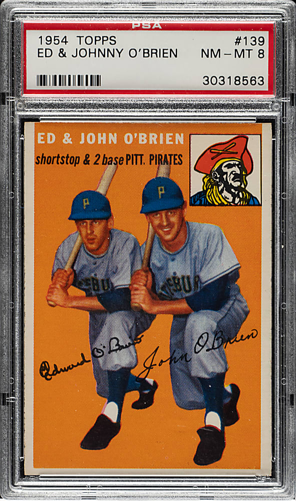 1954 Topps #139 Ed & John O'Brien PSA NM-MT 8