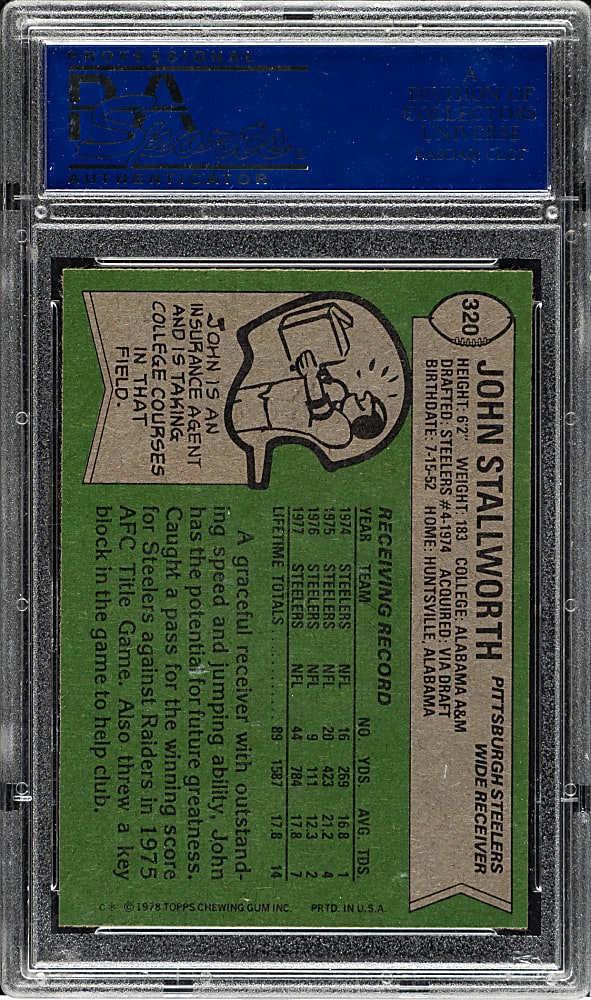 1978 Topps Football #320 John Stallworth Rookie PSA GEM MINT 10
