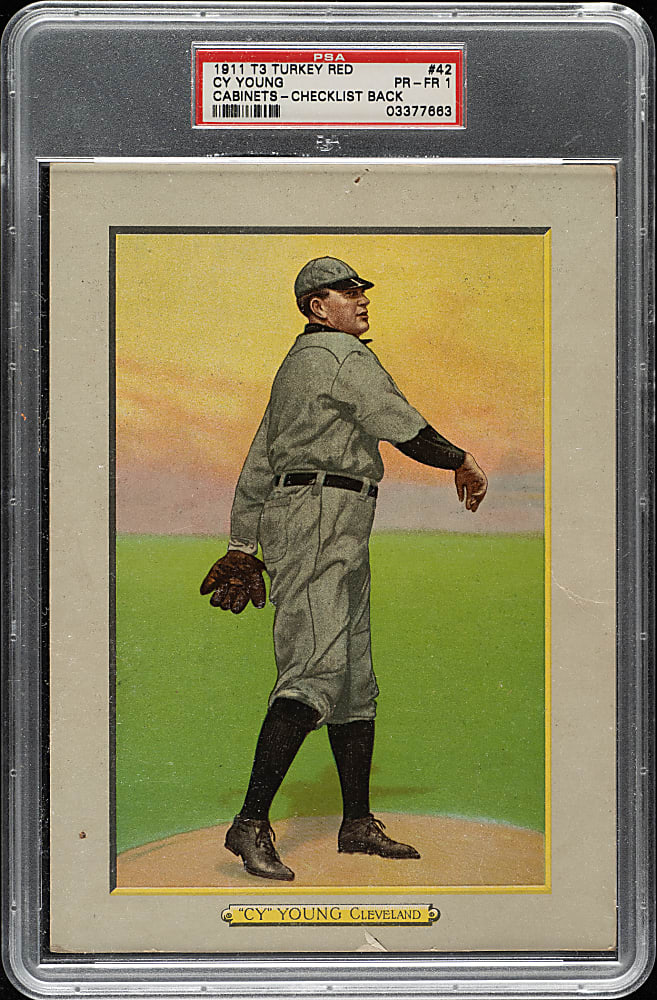 1911 T3 Turkey Red #42 Cy Young PSA POOR 1
