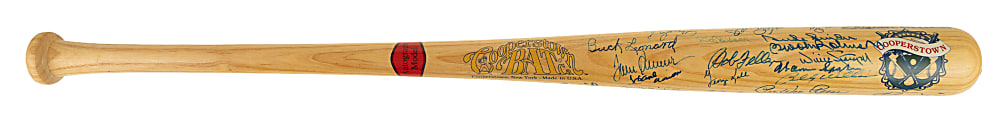 Hall of Fame Multi-Signed Bat with 45 Signatures Including Aaron, Seaver, Musial, McCovey, Killebrew, and More!
