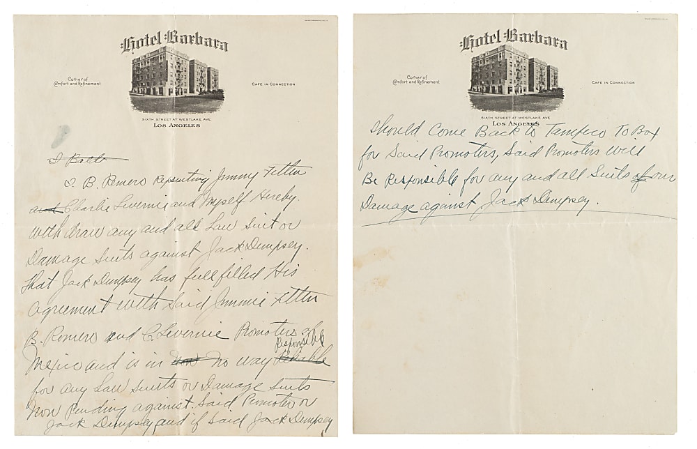Circa 1925 Jack Dempsey Handwritten and Five-Times Signed Two-Page Letter with Exceptional Content - PSA/DNA