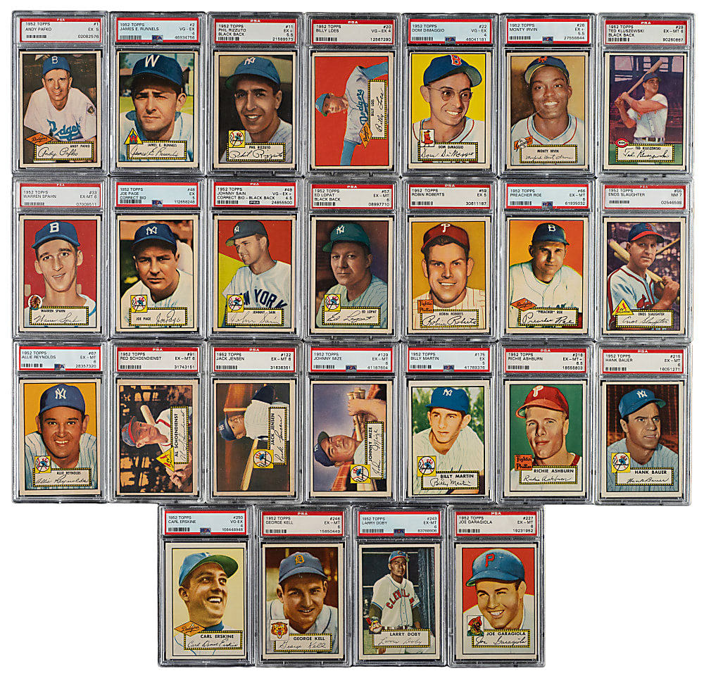 1952 Topps Complete PSA-Graded Low-Number Run (310) Including #261 Willie Mays PSA POOR 1