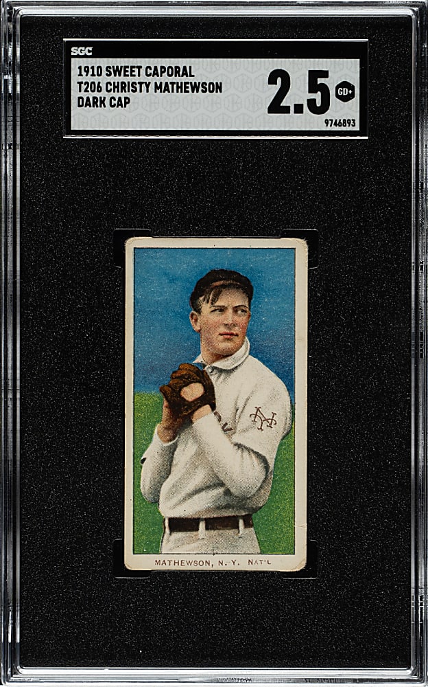 1909-1911 T206 White Border Christy Mathewson Dark Cap SGC GOOD+ 2.5