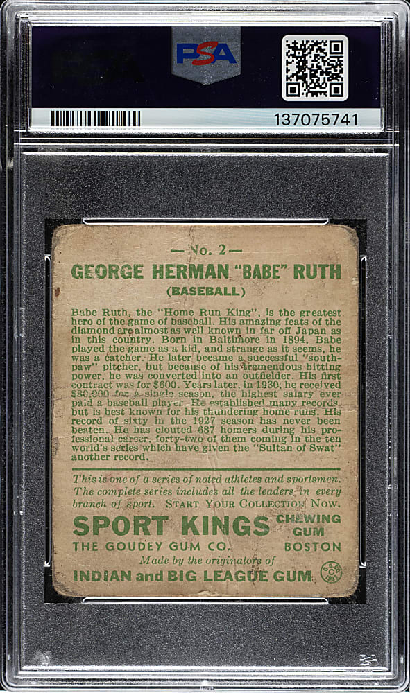 1933 R338 Sport Kings #2 Babe Ruth PSA POOR 1
