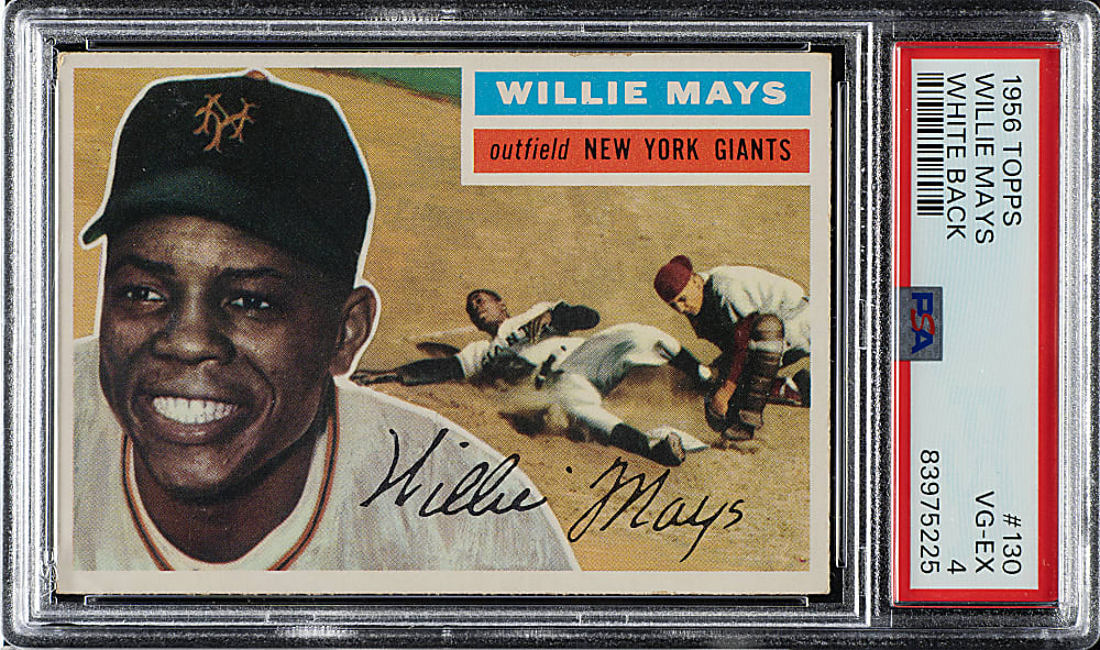 1956 Topps #130 Willie Mays White Back PSA VG-EX 4