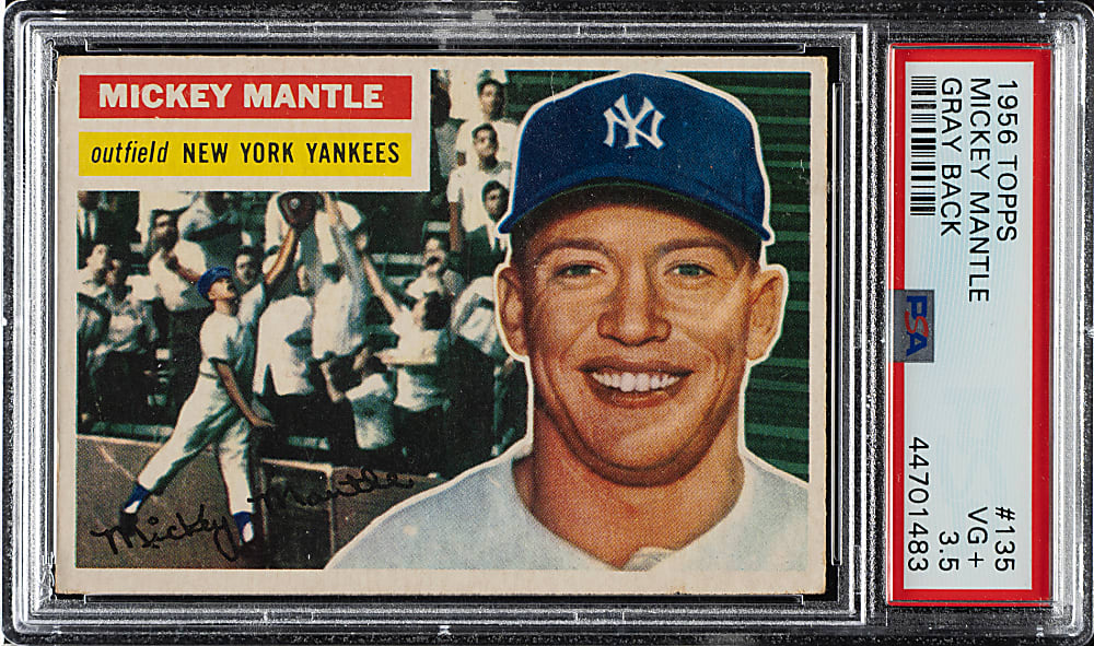 1956 Topps #135 Mickey Mantle Gray Back PSA VG+ 3.5