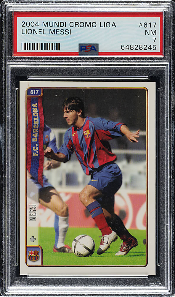 2004 Mundi Cromo Liga Soccer #617 Lionel Messi Rookie PSA NM 7