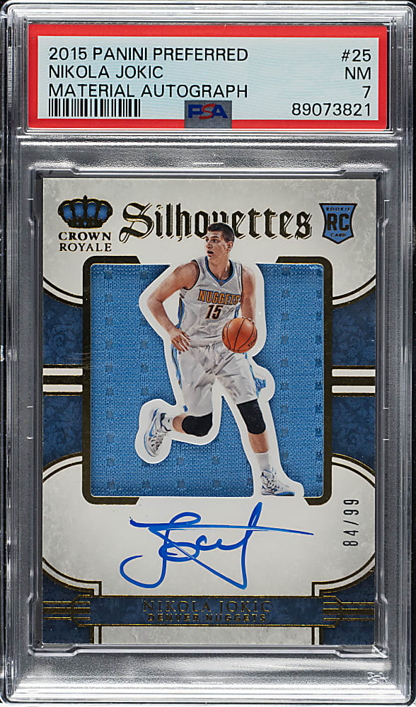 2015-2016 Panini Preferred Basketball Material Autographs #25 Nikola Jokic Rookie #84/99 PSA NM 7