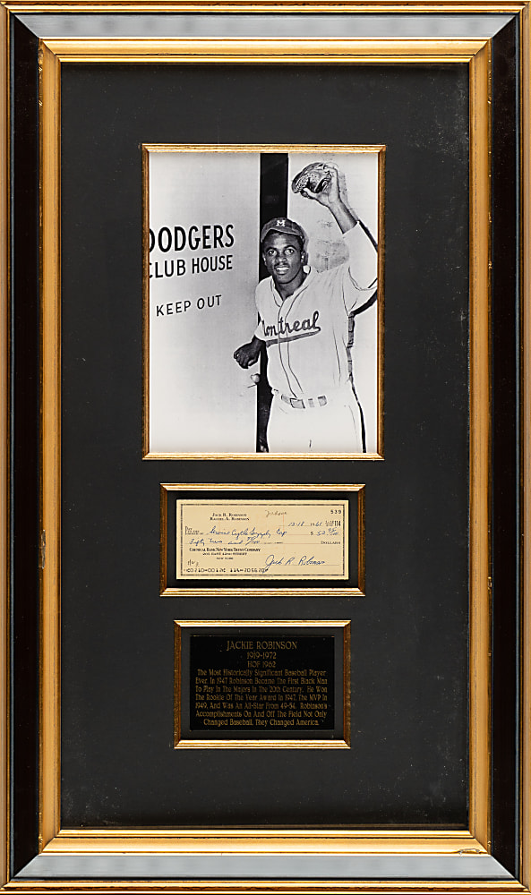1961 Jackie Robinson Signed Check in Framed Display - JSA