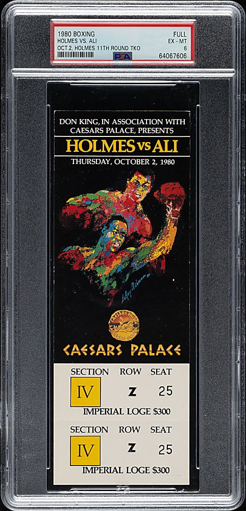 October 2, 1980 Larry Holmes vs. Muhammad Ali Full Ticket PSA EX-MT 6