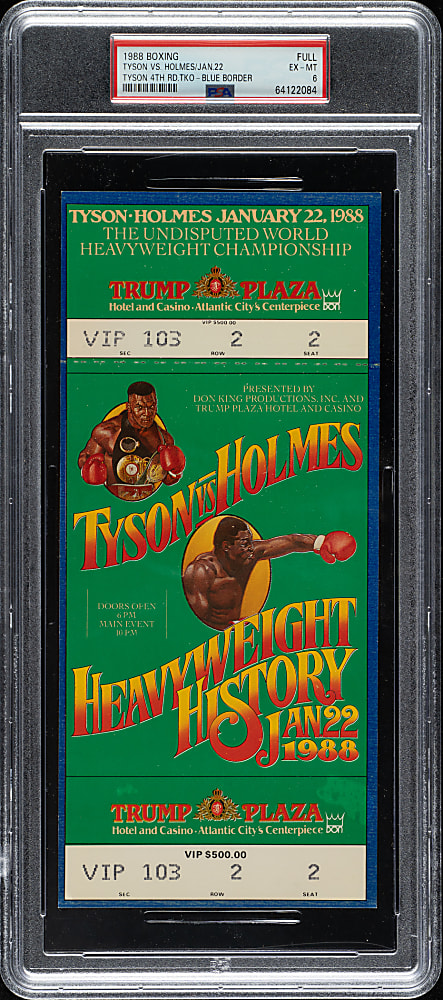 January 22, 1988 Mike Tyson vs. Larry Holmes Full Ticket PSA EX-MT 6