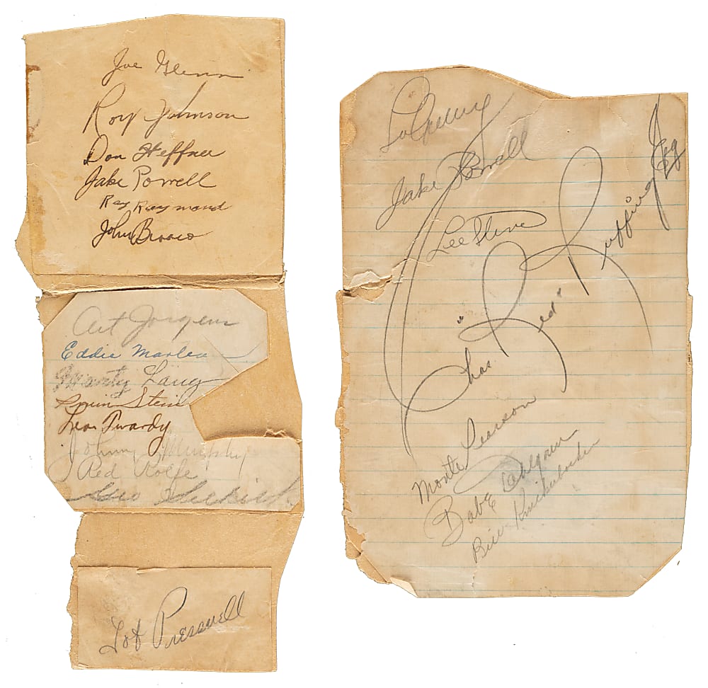 1938 New York Yankees World Champions Multi-Signed Cut Signature Including Lou Gehrig - JSA