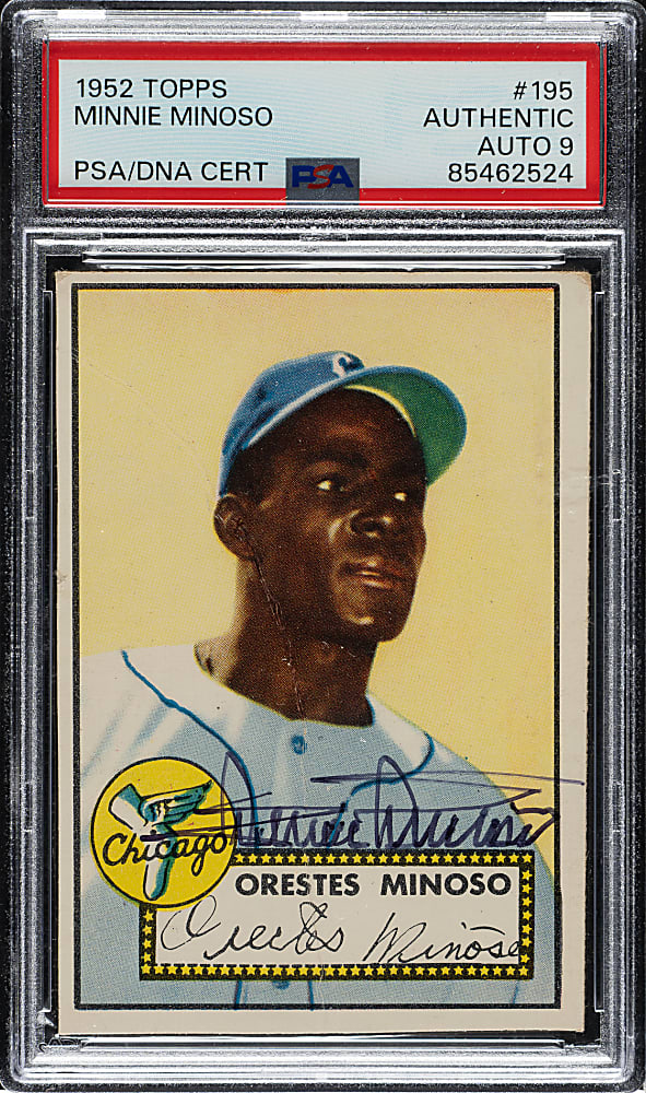 Signed 1952 Topps #195 Minnie Minoso Rookie PSA/DNA MINT 9