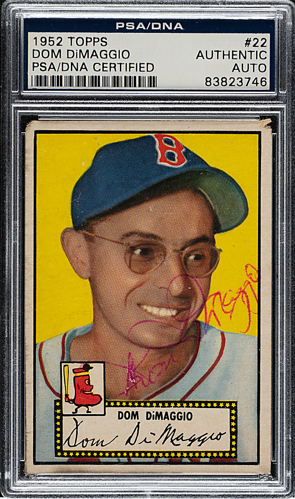 Signed 1952 Topps #22 Dom DiMaggio Black Back - PSA/DNA