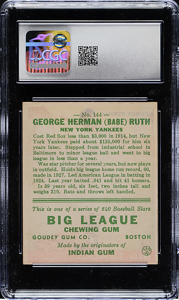 1933 R319 Goudey #144 Babe Ruth CGC VG/EX+ 4.5