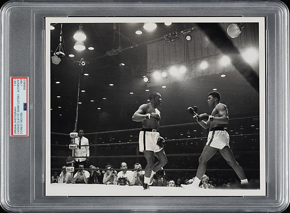 Circa 1964 Cassius Clay (Muhammad Ali) vs. Sonny Liston World Heavyweight Championship Original Stanley Weston Photograph PSA/DNA Type I