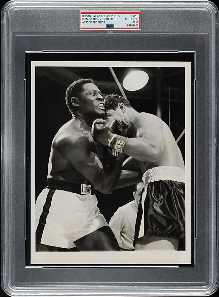 1954 Rocky Marciano vs. Ezzard Charles World Heavyweight Championship Original Associated Press Photograph PSA/DNA Type I