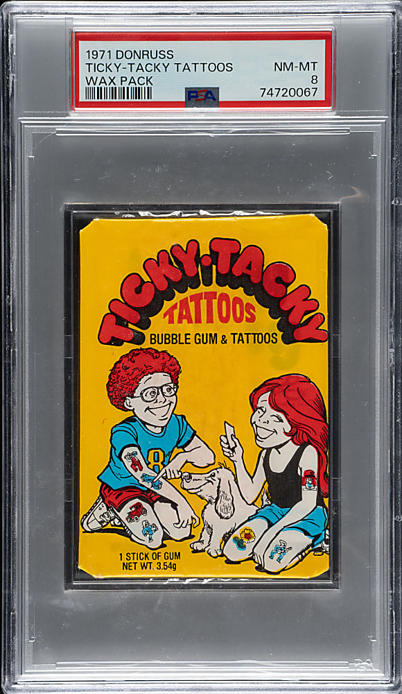 1971 Donruss "Ticky-Tacky Tattoos" Unopened Wax Pack PSA NM-MT 8
