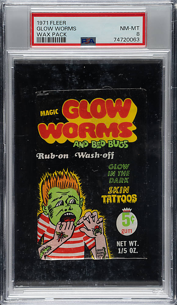 1971 Fleer "Magic Glow Worms and Bed Bugs" Unopened Wax Pack PSA NM-MT 8