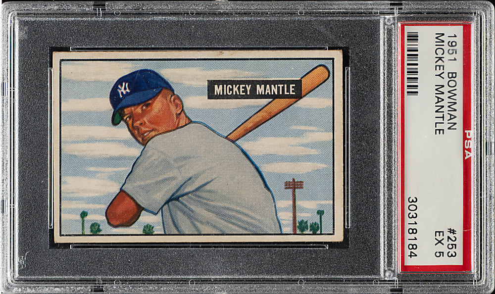 1951 Bowman #253 Mickey Mantle Rookie PSA EX 5