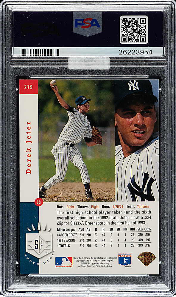 1993 Upper Deck SP Foil #279 Derek Jeter Rookie PSA GEM MINT 10 (MBA Silver Diamond)