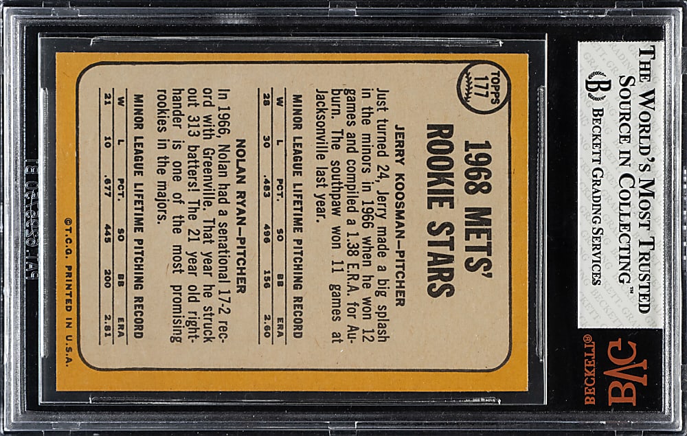 1968 Topps #177 Nolan Ryan Rookie BVG NM-MT 8