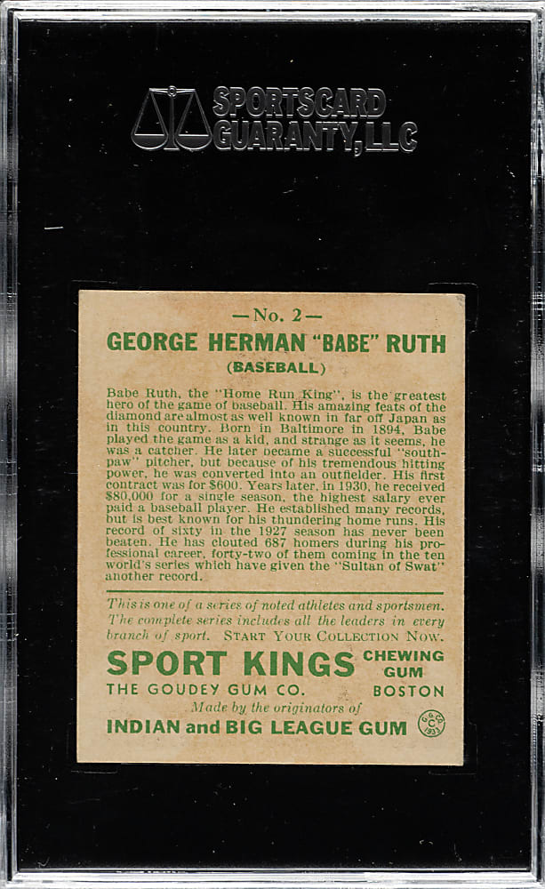 1933 R338 Sport Kings #2 Babe Ruth SGC EX 60