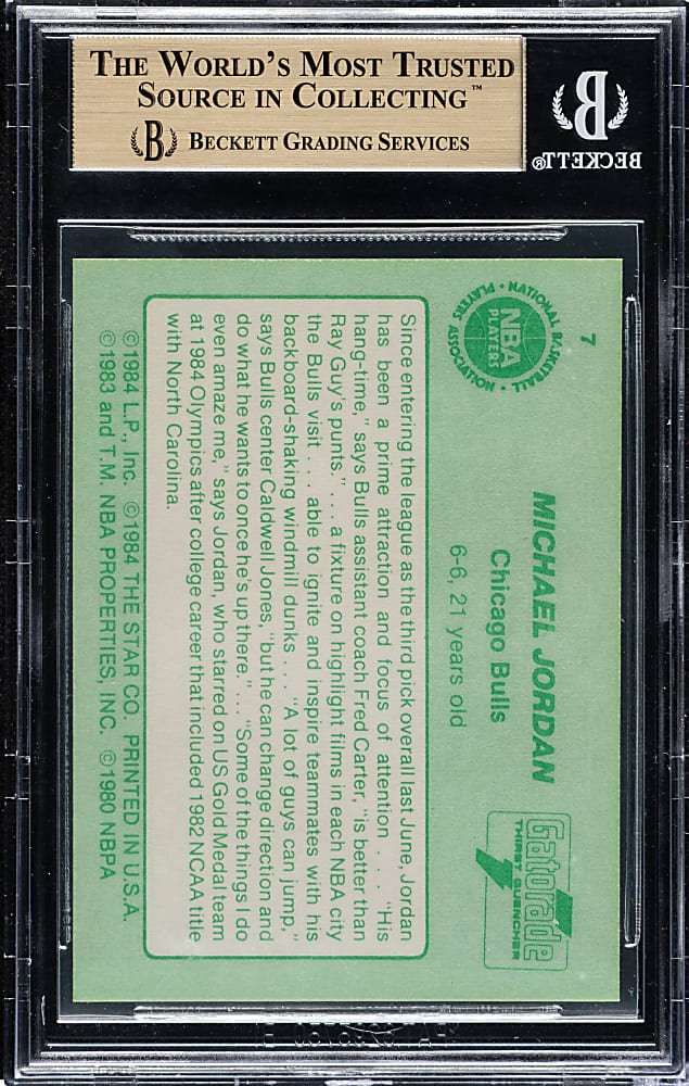 1985-1986 Star Company Basketball "Gatorade Slam Dunk" #7 Michael Jordan BGS GEM MINT 9.5