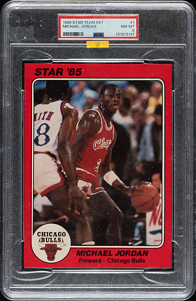 1985-1986 Star Company Basketball "Supers 5x7" #1 Michael Jordan PSA NM-MT 8 (MBA Gold Diamond)