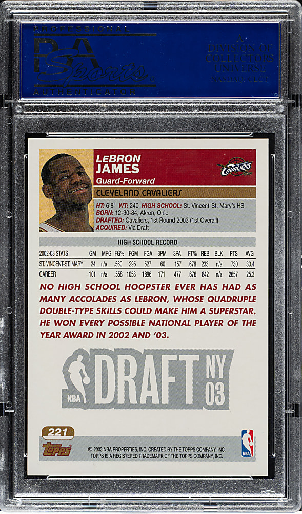 2003-2004 Topps Basketball #221 LeBron James Rookie PSA NM-MT 8