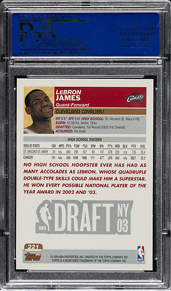 2003-2004 Topps Basketball #221 LeBron James Rookie PSA NM-MT 8