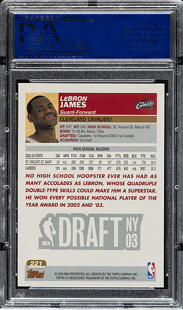 2003-2004 Topps Basketball #221 LeBron James Rookie PSA NM-MT 8