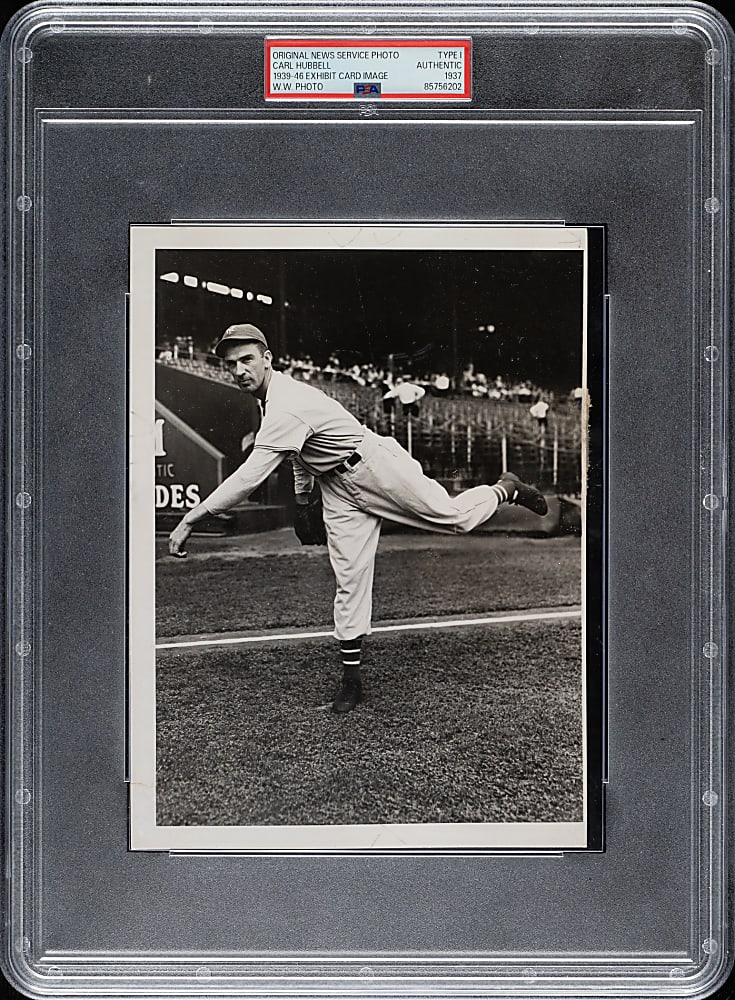 1937 Carl Hubbell Original World Wide News Service Photograph PSA/DNA Type I - Image Used for 1939-1946 W462 Salutation Exhibits Card