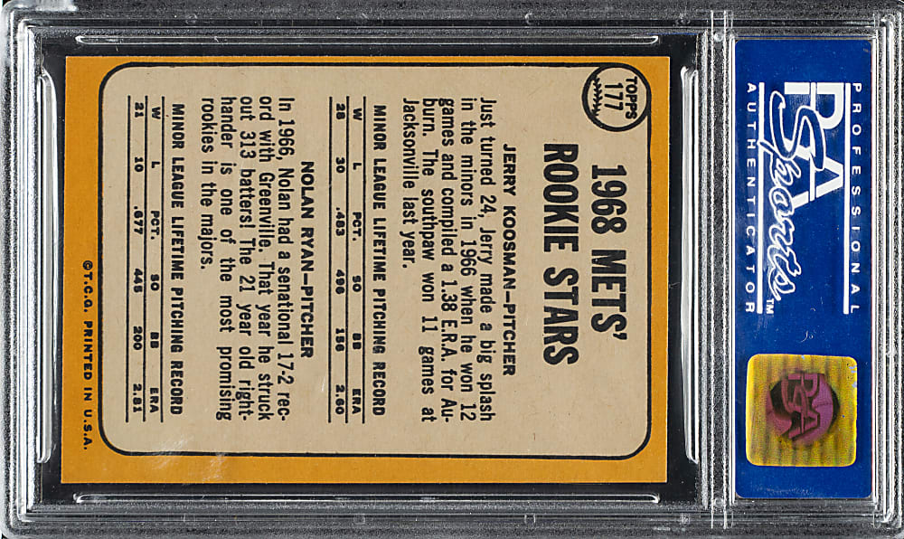 1968 Topps #177 Nolan Ryan Rookie PSA NM-MT 8
