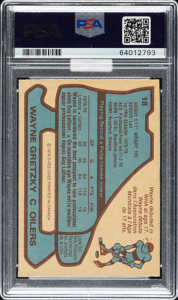 1979-1980 O-Pee-Chee Hockey #18 Wayne Gretzky Rookie PSA MINT 9 (MBA Gold Diamond)