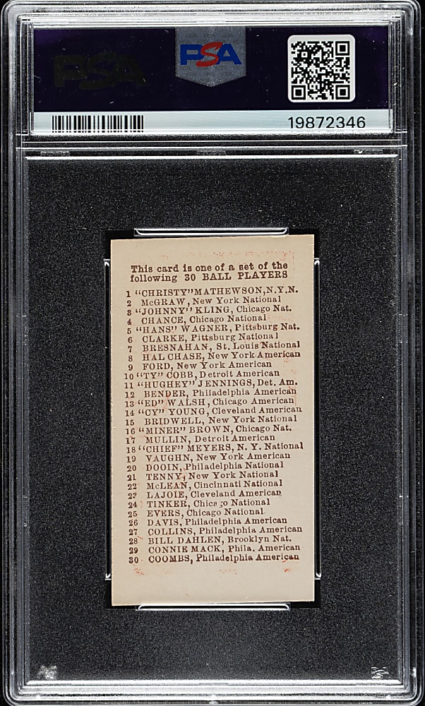 1910 E98 Anonymous "Set of 30" Cy Young PSA NM-MT 8 - Red Background - Black Swamp Find