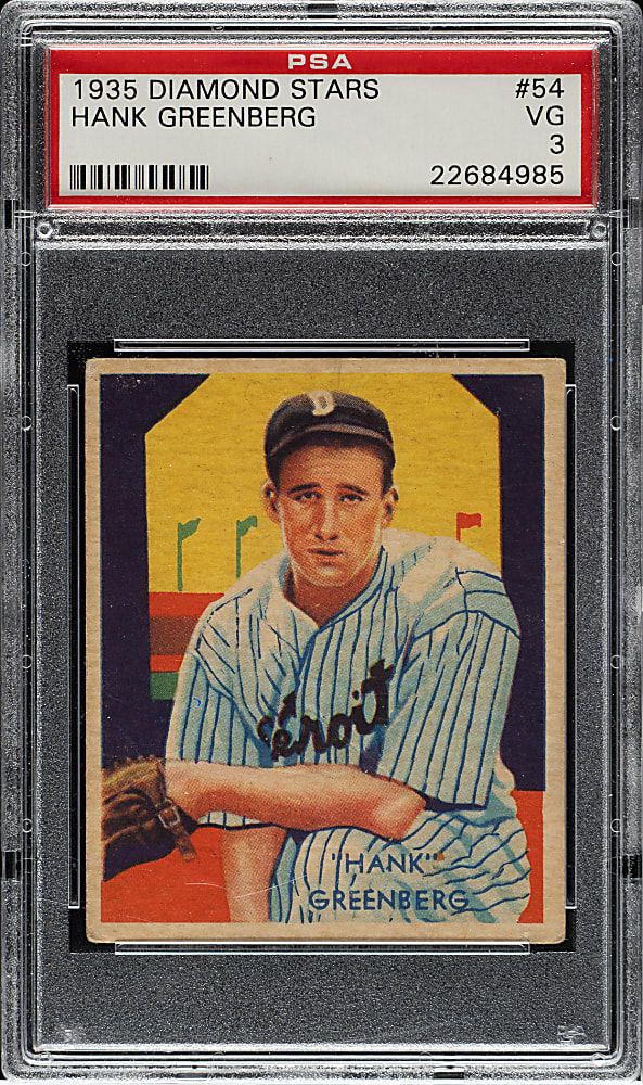 1934-1936 R327 Diamond Stars #54 Hank Greenberg PSA VG 3