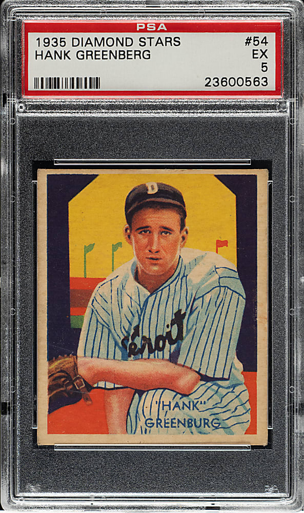 1934-1936 R327 Diamond Stars #54 Hank Greenberg - "Greenburg" Error PSA EX 5