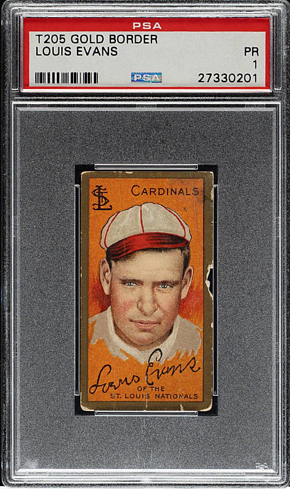 1911 T205 Gold Border Louis Evans PSA POOR 1 - Broad Leaf Back