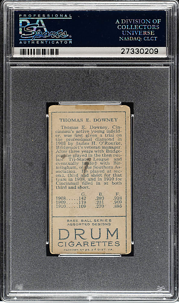 1911 T205 Gold Border Thomas Downey PSA GOOD 2 - Drum Back