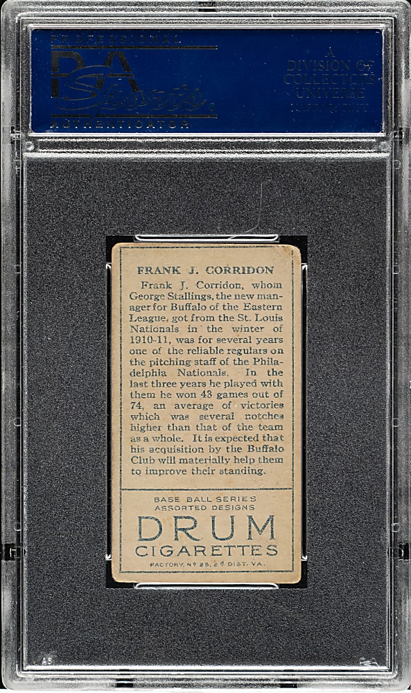 1911 T205 Gold Border Frank Corridon PSA VG 3 - Drum Back