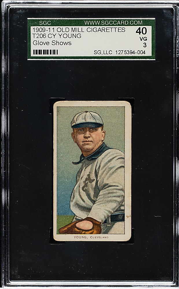 1909-1911 T206 White Border Cy Young Glove Shows SGC VG 40 - Old Mill Back
