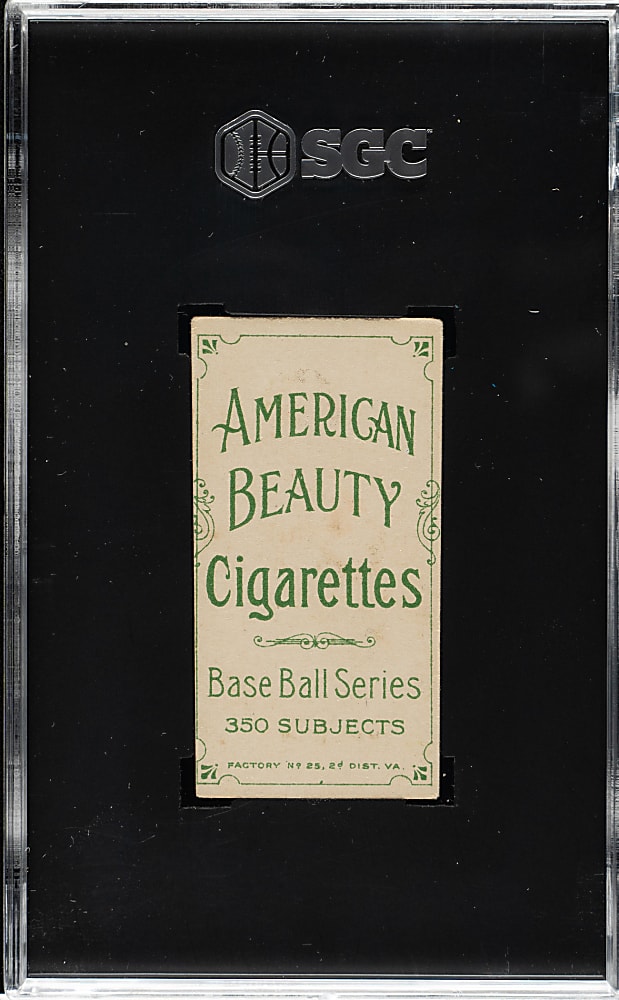 1909-1911 T206 White Border Christy Mathewson Dark Cap SGC Authentic - American Beauty 350 Back
