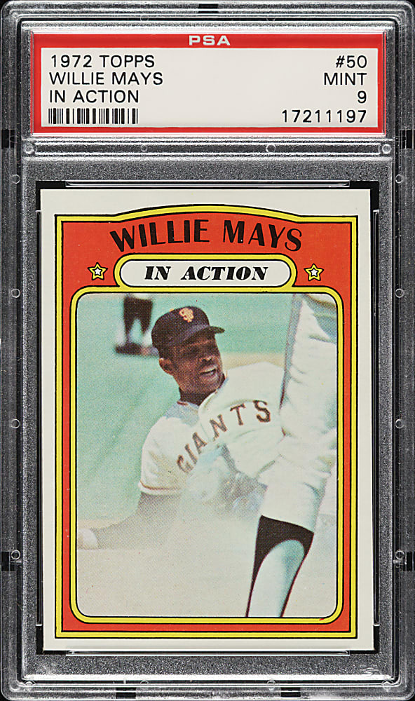 1972 Topps #50 Willie Mays In Action PSA MINT 9