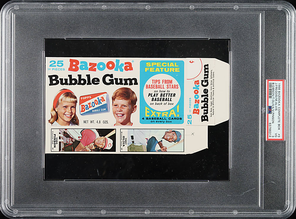 1968 Bazooka Complete Box #9 Bob Gibson/Tony Oliva/Fregosi/Alvis/Pinson PSA VG 3