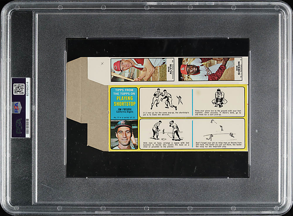 1968 Bazooka Complete Box #9 Bob Gibson/Tony Oliva/Fregosi/Alvis/Pinson PSA VG 3