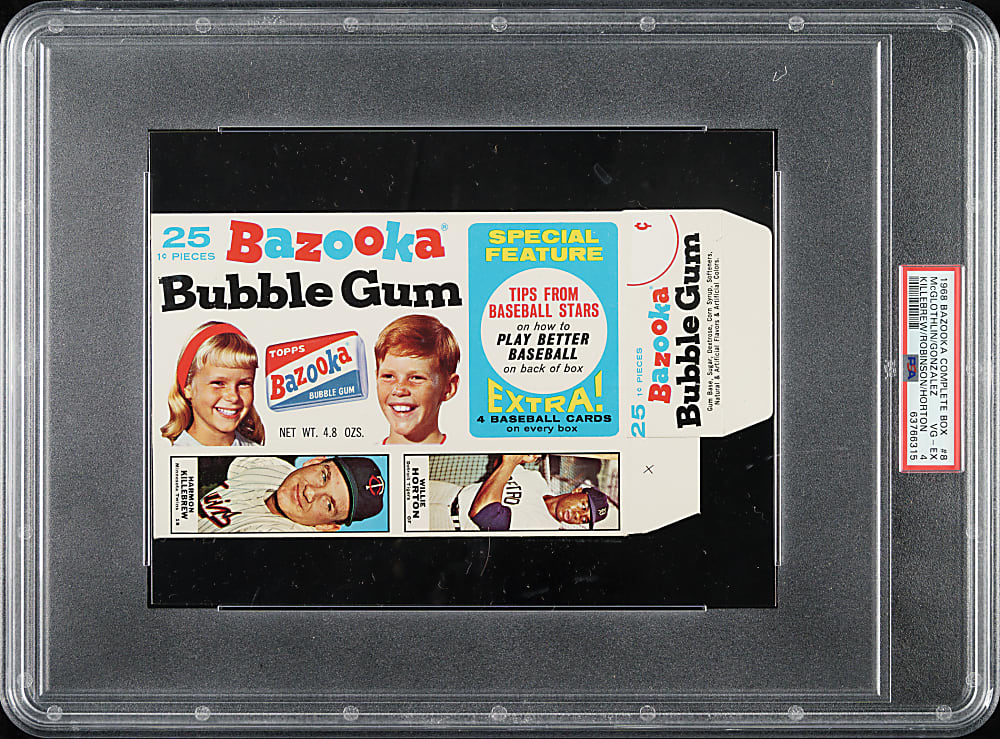 1968 Bazooka Complete Box #8 Harmon Killebrew/Brooks Robinson/Horton/Gonzalez/McGlothin PSA VG-EX 4