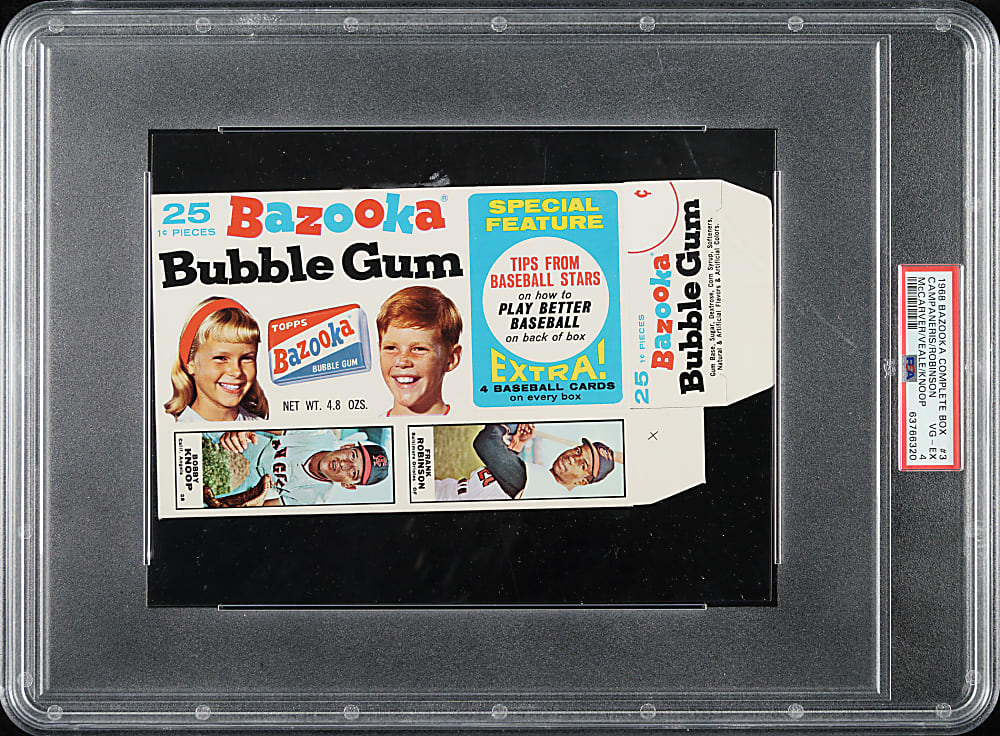 1968 Bazooka Complete Box #3 Frank Robinson/McCarver/Knoop/Campaneris/Veale PSA VG-EX 4