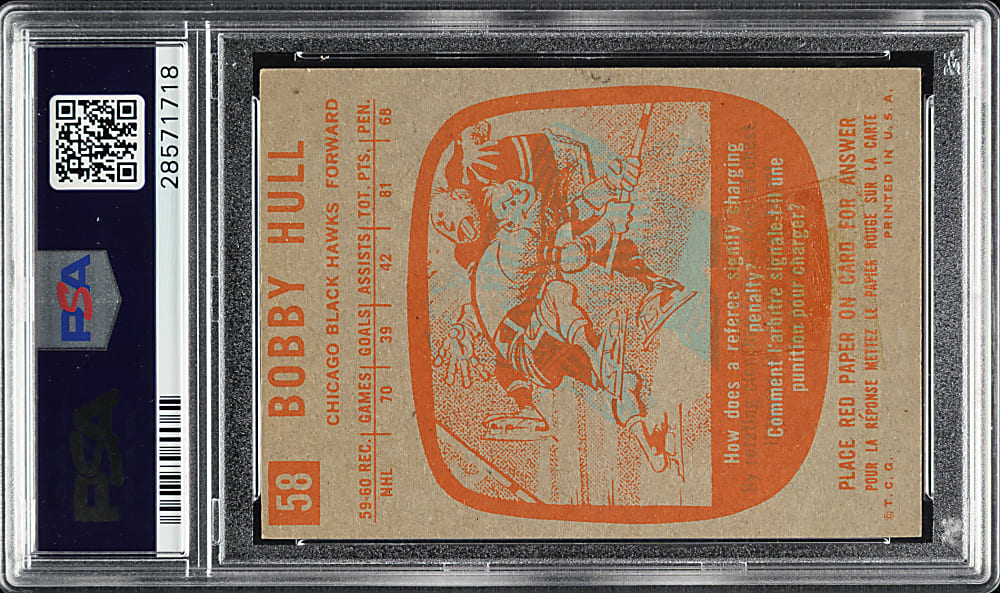 1960-1961 Topps Hockey #58 Bobby Hull PSA GOOD 2